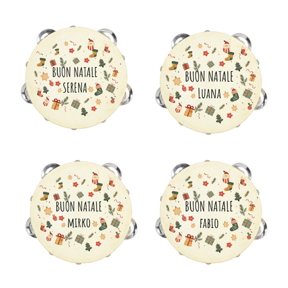 Buon Natale Gift - Set da 10 Tamburelli - personalizzati con nomi