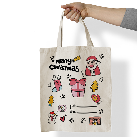 Merry Christmas - Shopper In Cotone - personalizzata con nomi