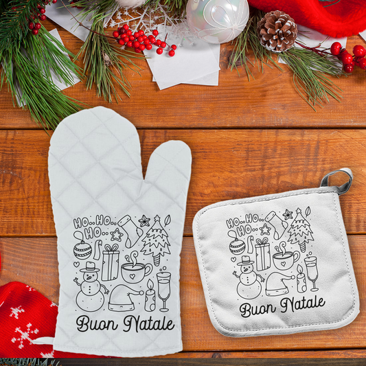 Ho Ho Ho Buon Natale - Set da Cucina Guanto e Presina