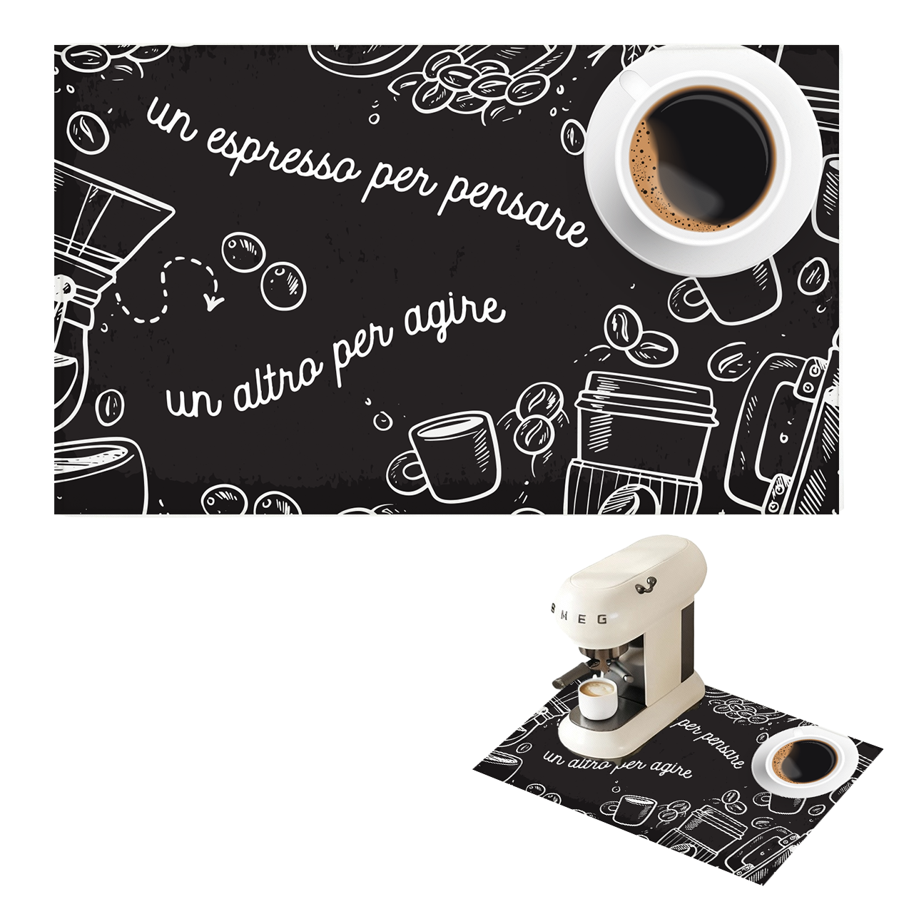 Un espresso per pensare un altro per agire - Tappetino per Macchina del caffè con Retro in Gomma Tappeto 30x40cm