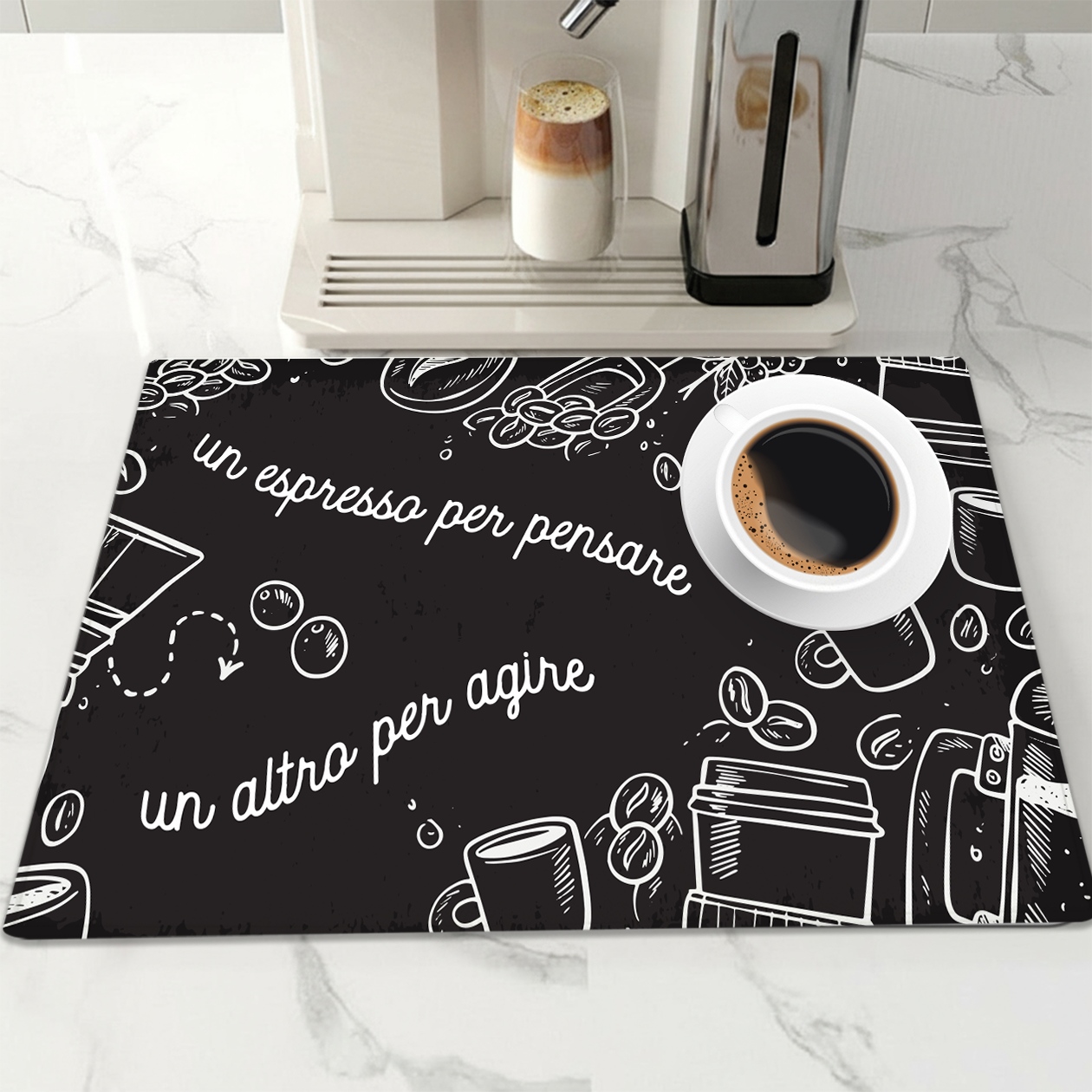 Un espresso per pensare un altro per agire - Tappetino per Macchina del caffè con Retro in Gomma Tappeto 30x40cm