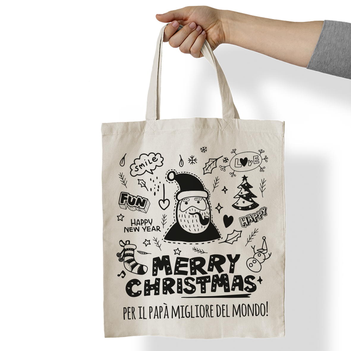 Merry Christmas per il papà migliore del mondo - Shopper In Cotone