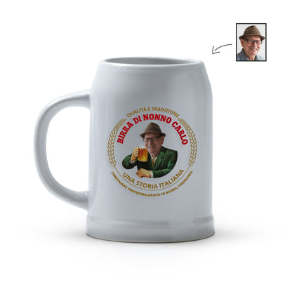 Birra di nonno - Caraffa in ceramica - personalizzata con foto e nome
