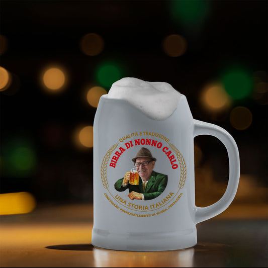 Birra di nonno - Caraffa in ceramica - personalizzata con foto e nome