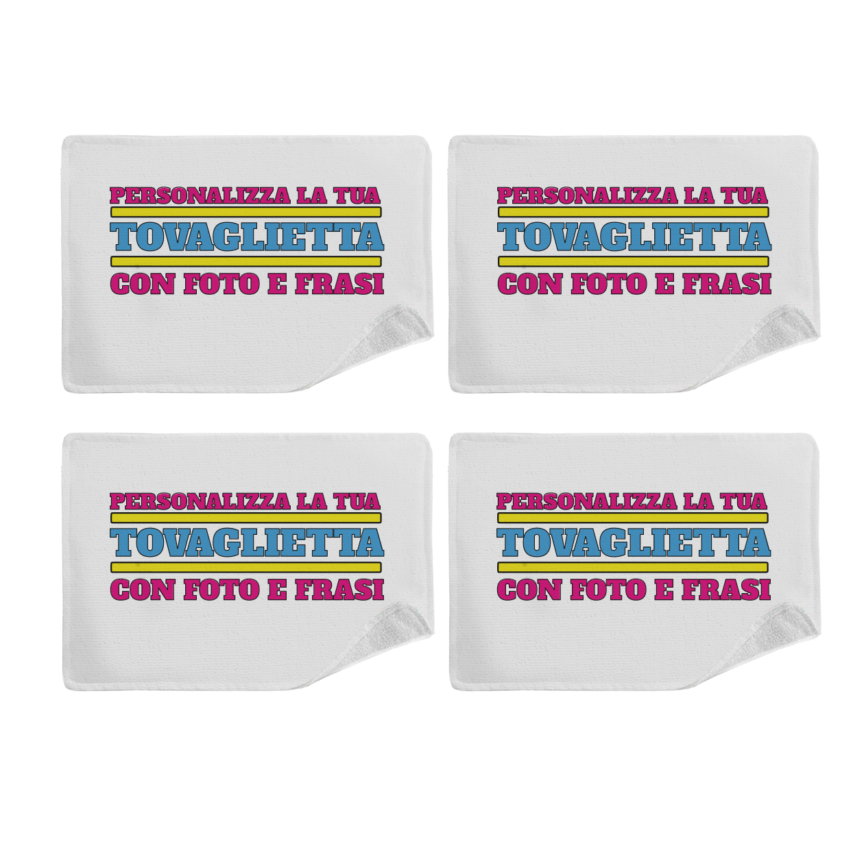 Tavagliette personalizzate - Set di 4 Tovagliette in tessuto lavabile - personalizzata con foto e frasi