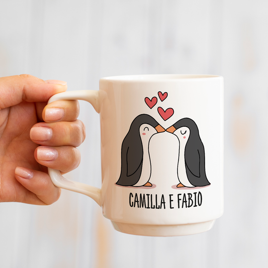 Pingu love - Tazza mug - personalizzata con nomi