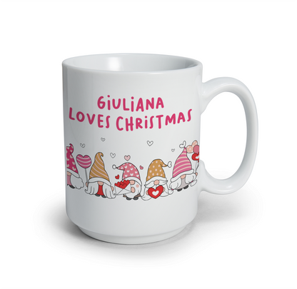 Loves Christmas - Tazza mug - idea regalo Natale - personalizzata con nome