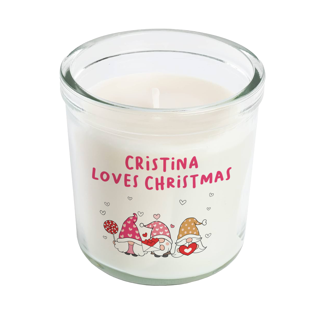 Loves Christmas - Candela profumata in vetro con Stampa - personalizzata con nome