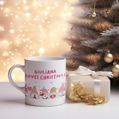 Loves Christmas - Tazza mug - idea regalo Natale - personalizzata con nome