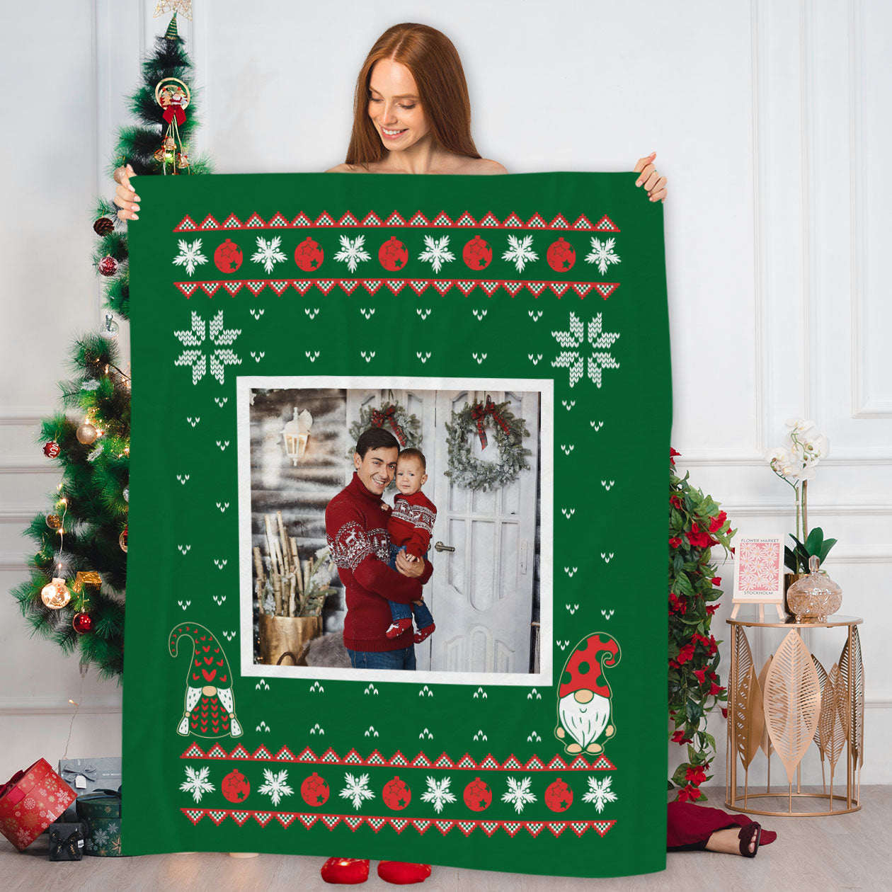 Christmas Green - Plaid, coperta Natalizia Idea Regalo Natale - personalizzato con foto