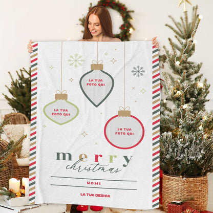 Merry Christmas - coperta Natalizia Idea Regalo Natale Personalizzato cono foto e nomi