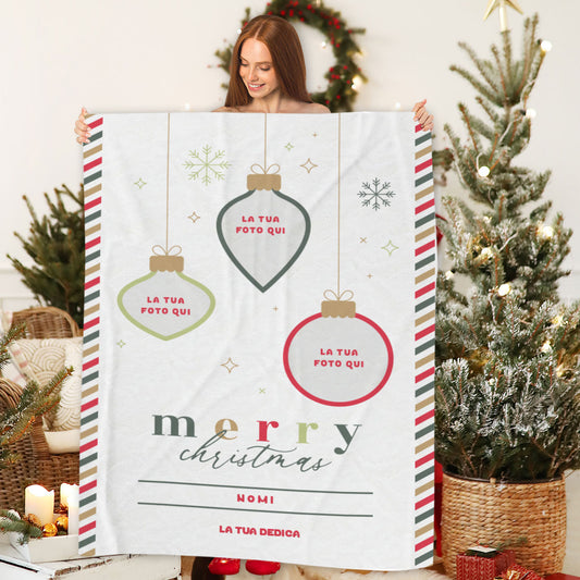 Merry Christmas - coperta Natalizia Idea Regalo Natale Personalizzato cono foto e nomi