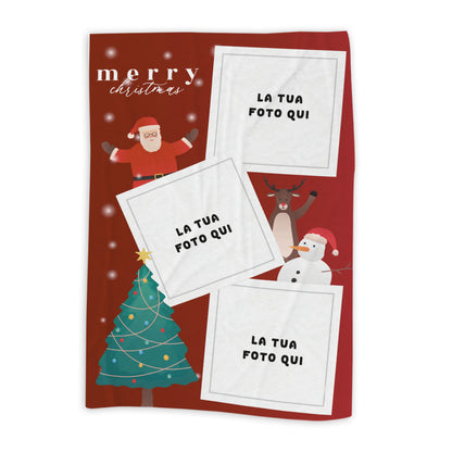 Merry Christmas - Plaid, coperta Natalizia Idea Regalo Natale - personalizzato con foto