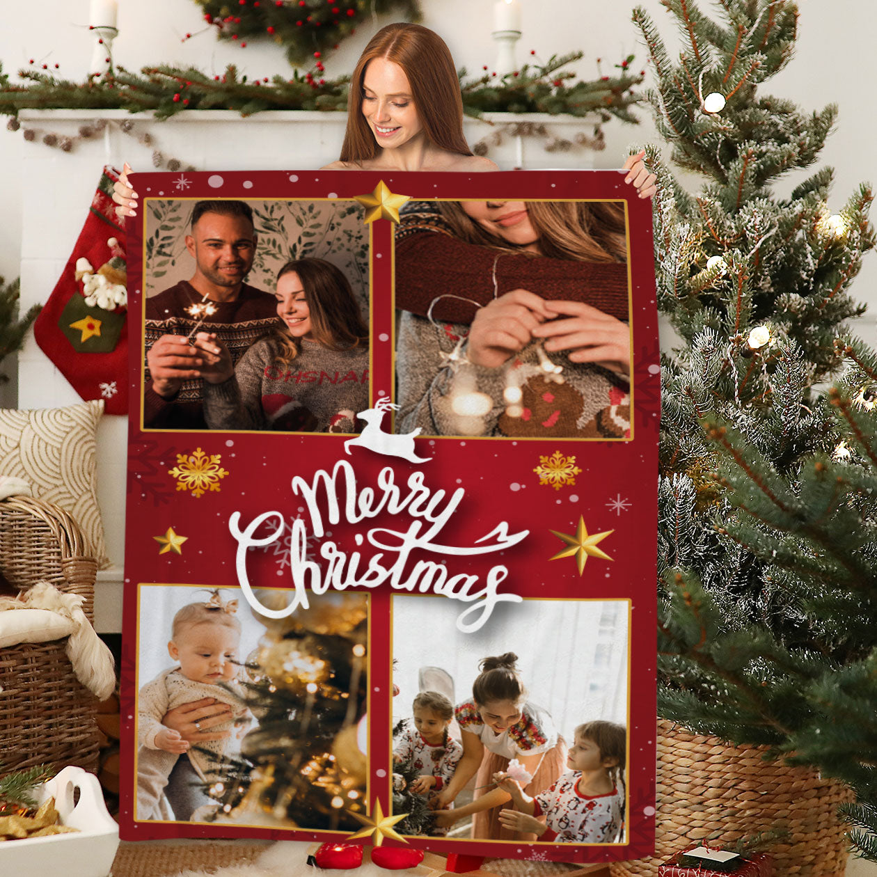 Merry Christmas - Plaid, coperta Natalizia Idea Regalo Natale - personalizzato con foto