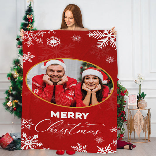 Merry Christmas Red - Plaid, coperta Natalizia Idea Regalo Natale - personalizzato con foto
