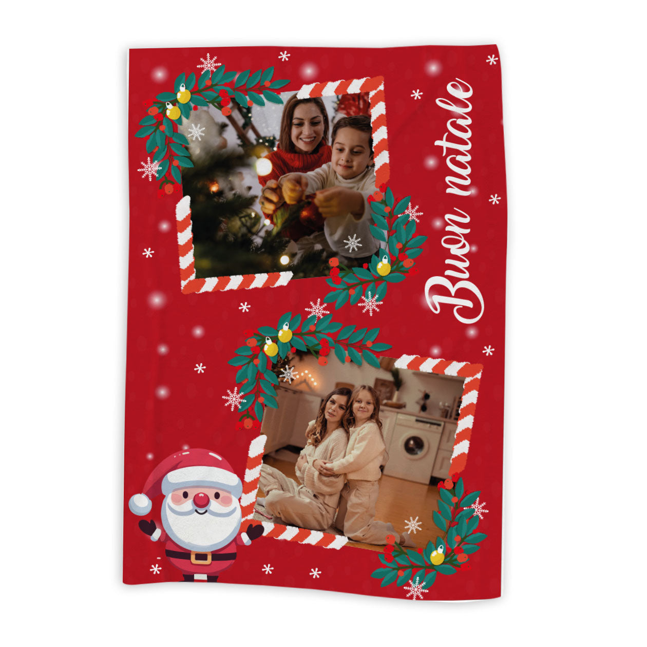 Buon Natale - Plaid, coperta Natalizia Idea Regalo Natale - personalizzato con foto