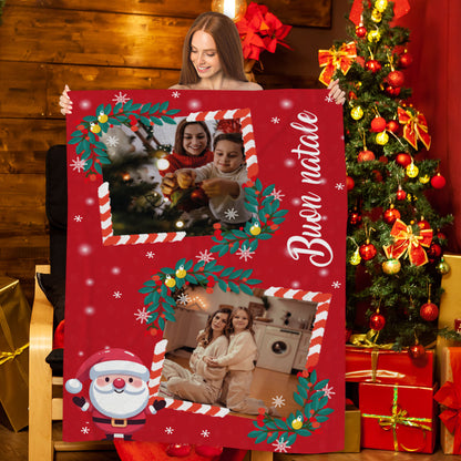 Buon Natale - Plaid, coperta Natalizia Idea Regalo Natale - personalizzato con foto