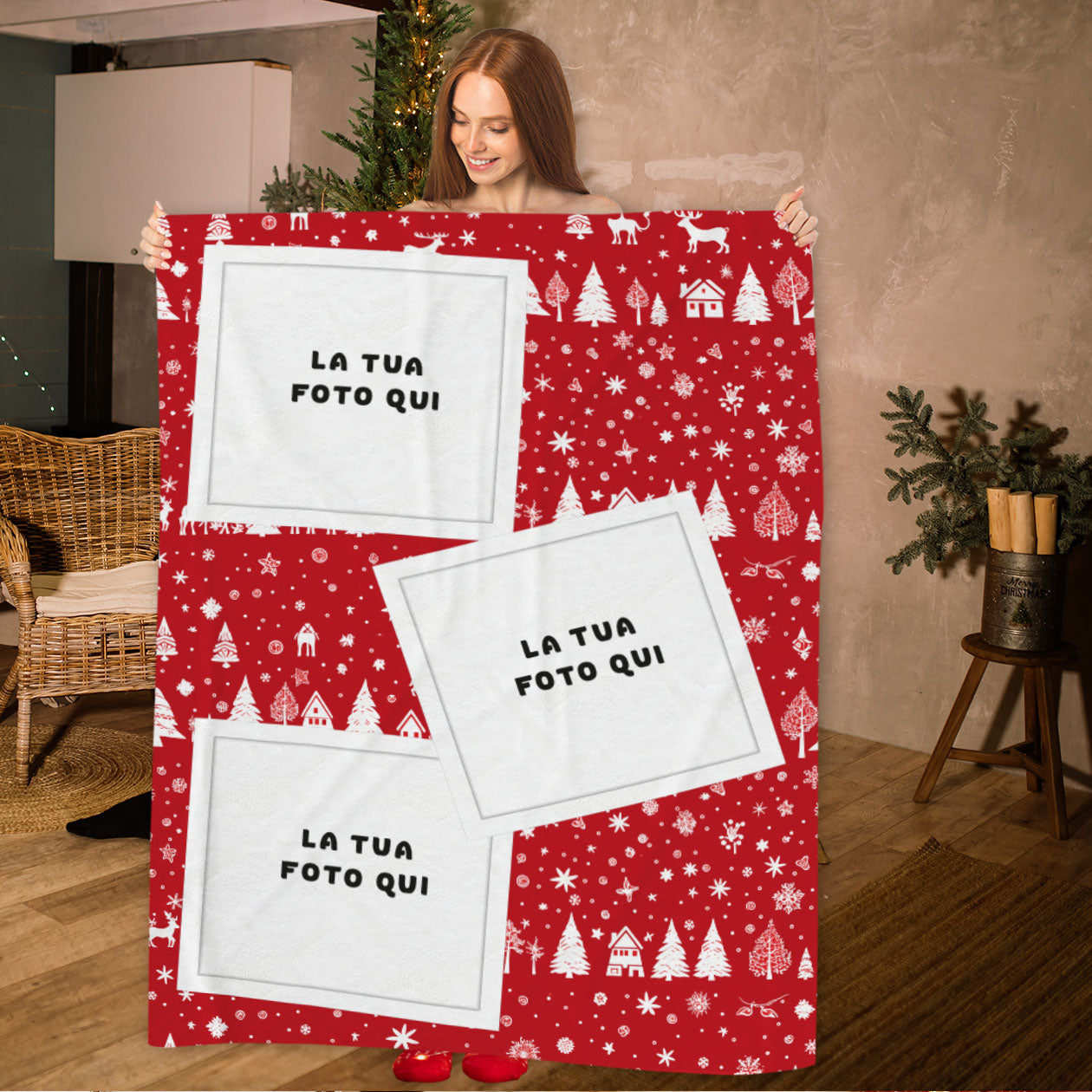 Red Christmas - Plaid, coperta Natalizia Idea Regalo Natale - personalizzato con foto