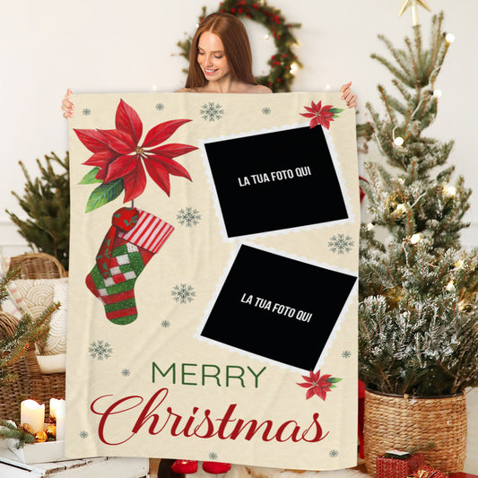 Christmas stocking - Plaid, coperta Natalizia Idea Regalo Natale - personalizzato con foto