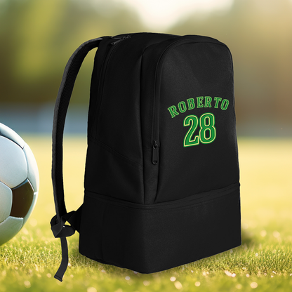 Player Soccer - Zaino con scomparto sul fondo rigiro portascarpe - personalizzato con nome e numero