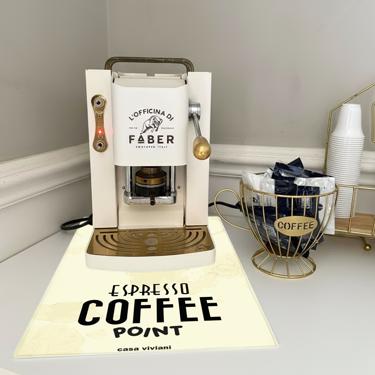 Espresso coffee point - Tappetino per Macchina del caffè con Retro in Gomma Tappeto 30x40cm - personalizzato
