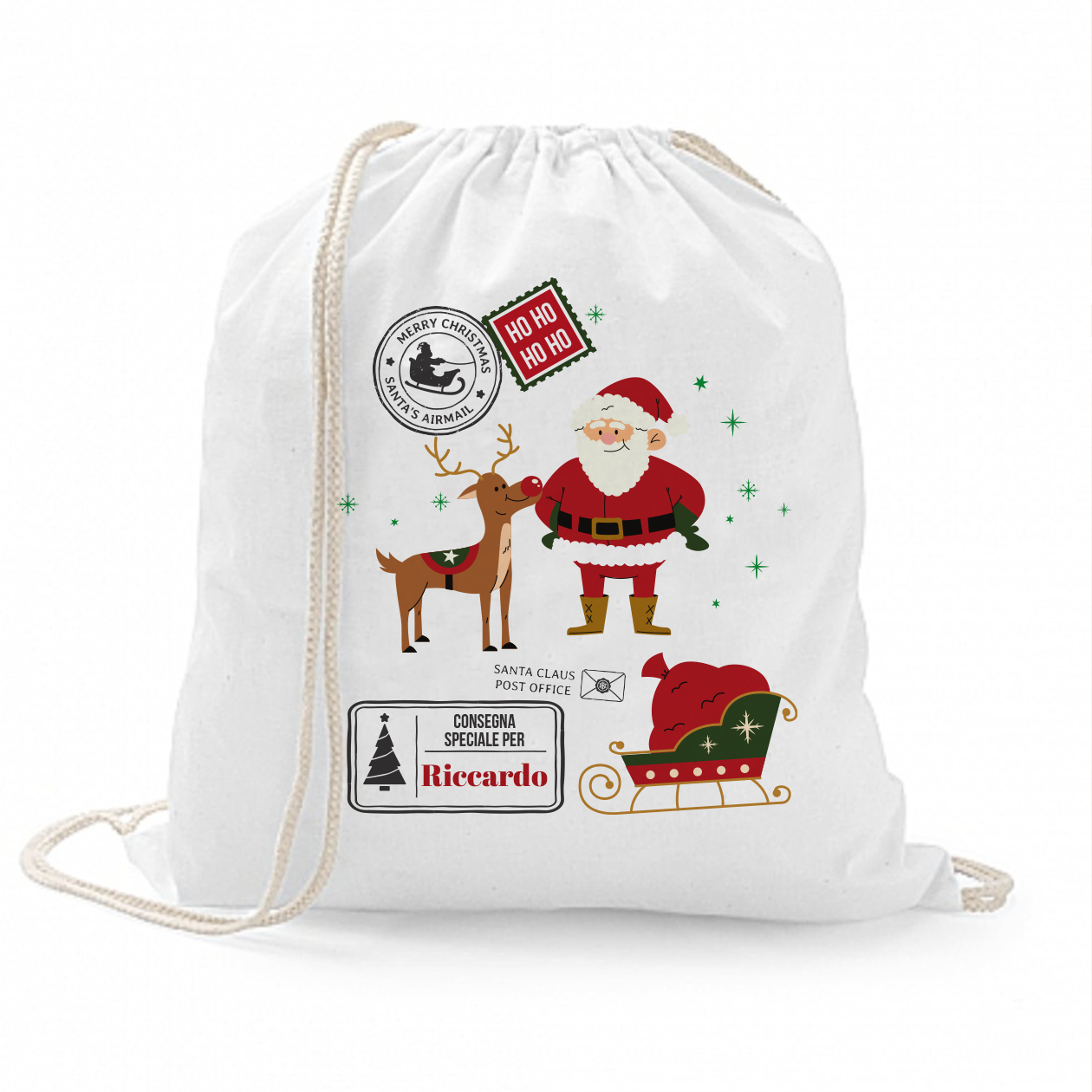 Ho Ho Ho - Sacchetto - personalizzato con nome