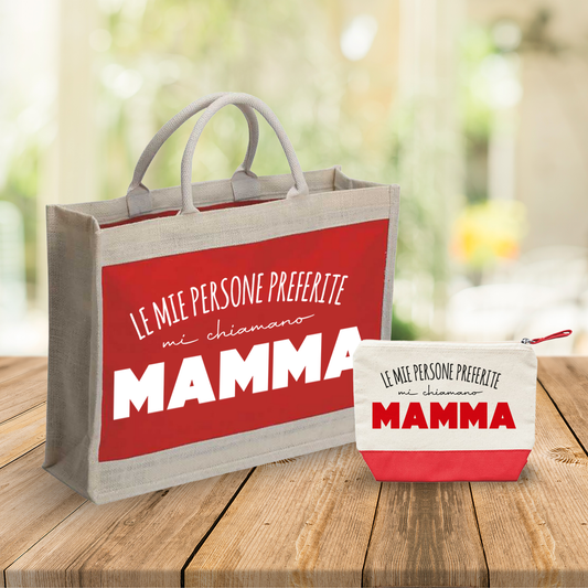 Le mie persone preferite mi chiamano mamma - Combo: Borsa mare + Pochette