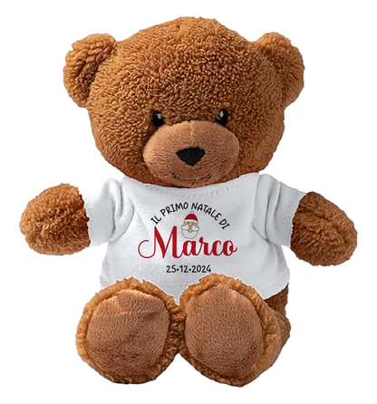 Il primo Natale di - Teddy - Orsacchiotto di Peluche con Maglietta Personalizzata