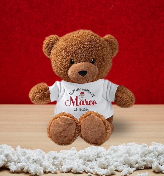 Il primo Natale di - Teddy - Orsacchiotto di Peluche con Maglietta Personalizzata