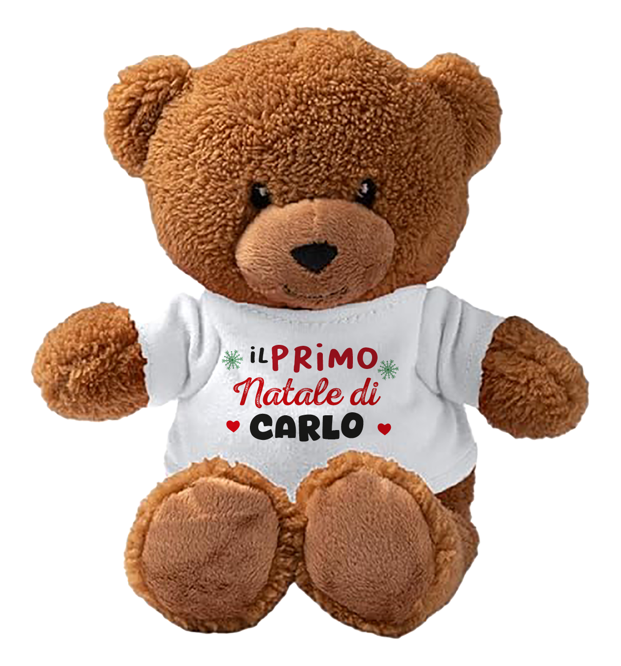 Il primo Natale di (hearts) - Teddy - Orsacchiotto di Peluche con Maglietta Personalizzata