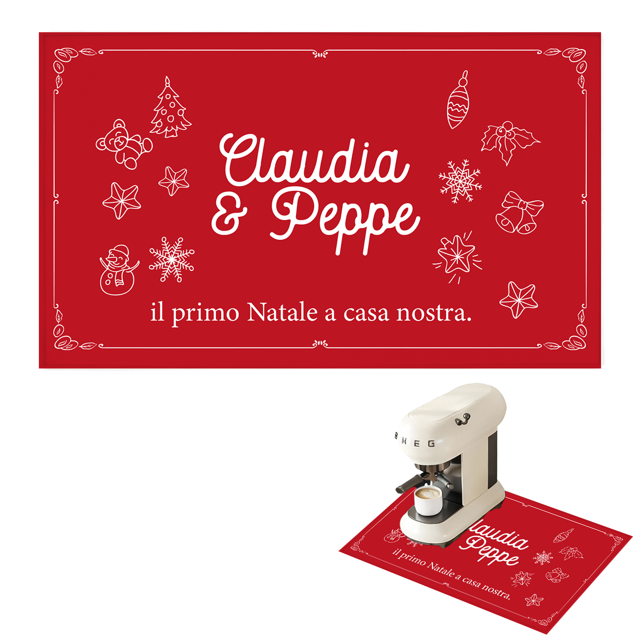 Il primo Natale a casa nostra - Tappetino per Macchina del caffè con Retro in Gomma Tappeto 30x40cm - personalizzato