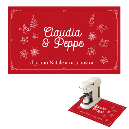 Il primo Natale a casa nostra - Tappetino per Macchina del caffè con Retro in Gomma Tappeto 30x40cm - personalizzato