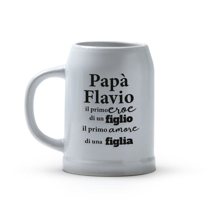 Papà, primo eroe e primo amore - Caraffa in ceramica - personalizzata con nome