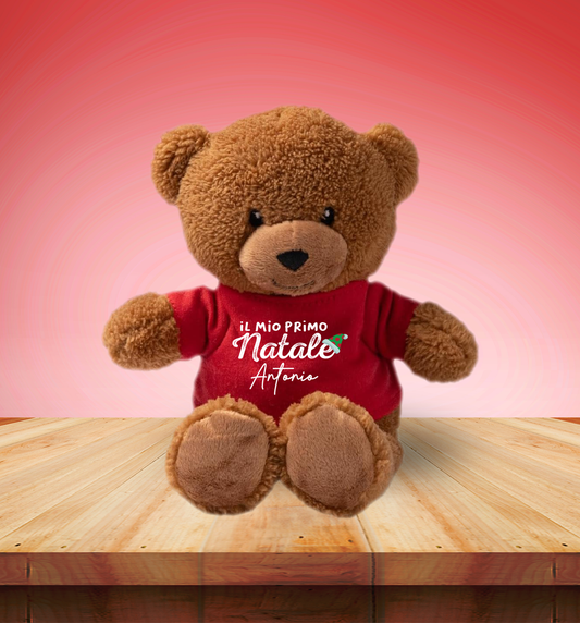 Red Christmas - Teddy - Orsacchiotto di Peluche con Maglietta Personalizzata