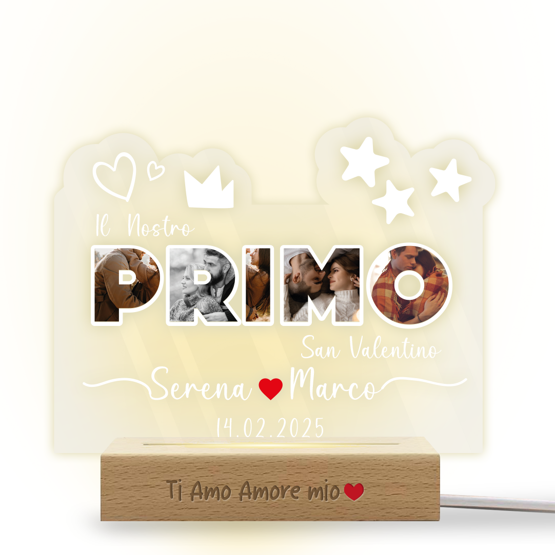 Primo - Lampada - Plexiglass personalizzata con foto, nomi e data