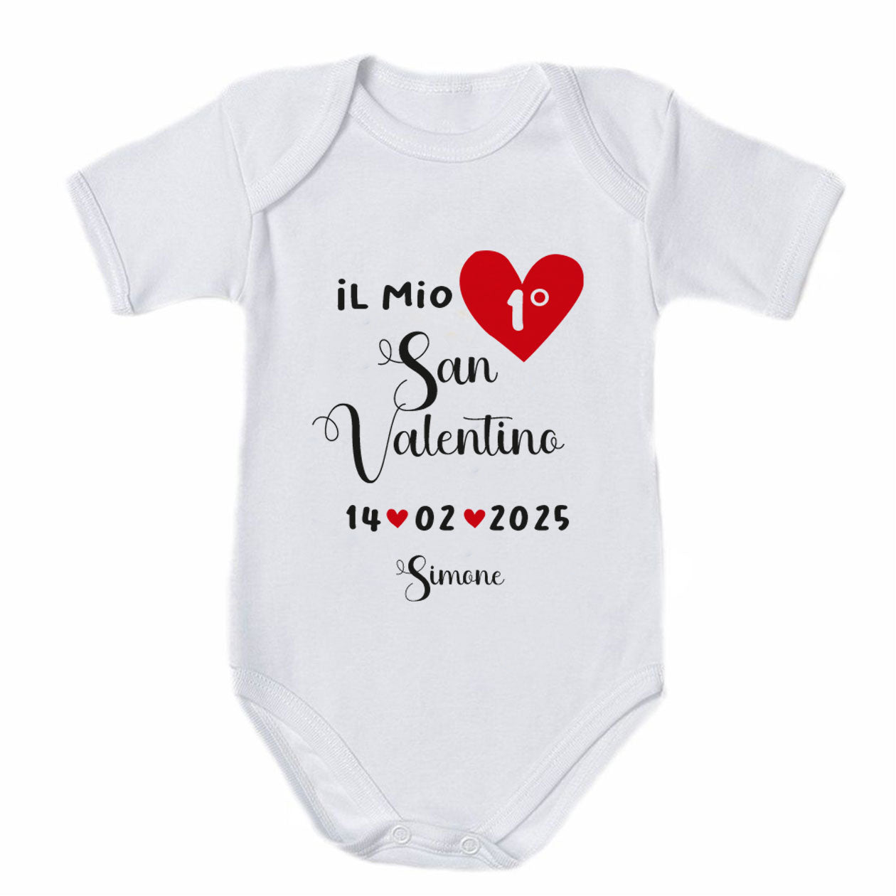 Il mio primo San Valentino - Tutina neonato - body personalizzato con nome