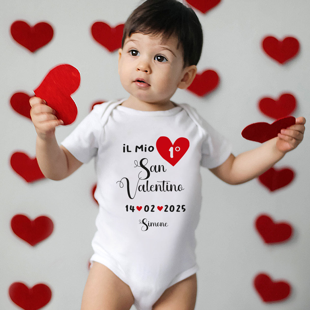 Il mio primo San Valentino - Tutina neonato - body personalizzato con nome