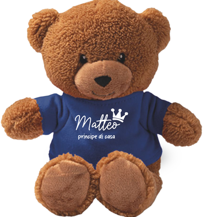 Principe di casa - Teddy - Orsacchiotto di Peluche con Maglietta Personalizzata
