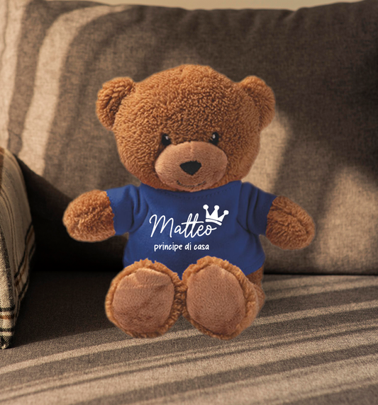 Principe di casa - Teddy - Orsacchiotto di Peluche con Maglietta Personalizzata