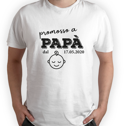 Promosso a papà - T-shirt - personalizzata con data