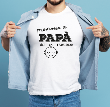 Promosso a papà - T-shirt - personalizzata con data