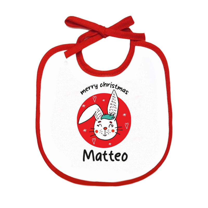 Merry Christmas rabbit - Bavetto - personalizzato con nome