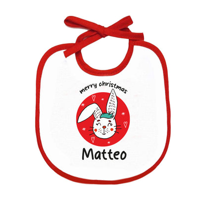 Merry Christmas rabbit - Bavetto - personalizzato con nome