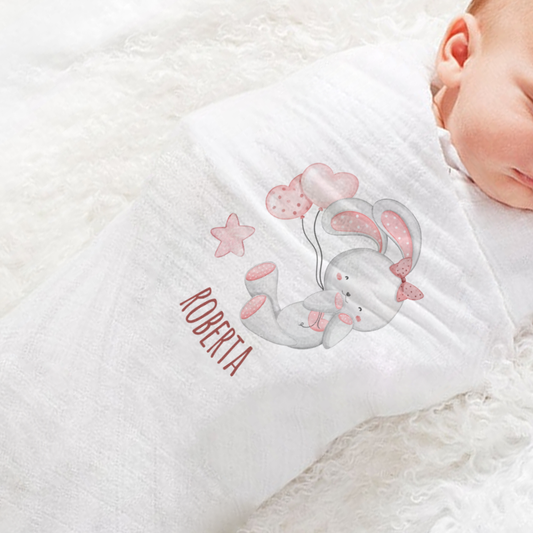 Rabbit Heart - Set 3 pezzi mussole personalizzate con nome