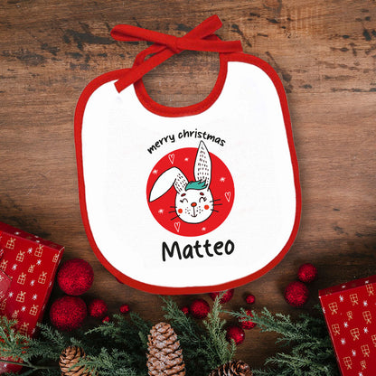 Merry Christmas rabbit - Bavetto - personalizzato con nome