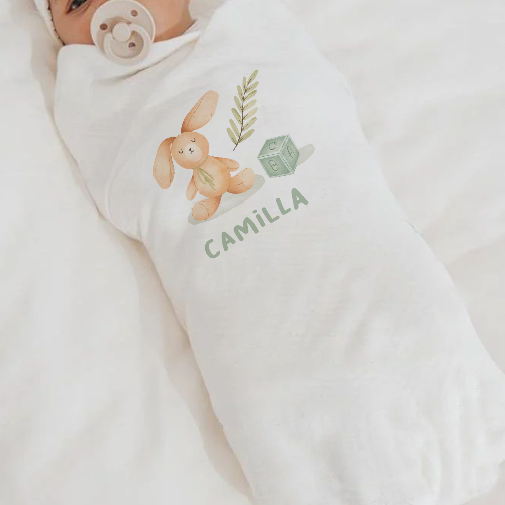 Green Rabbit - Set 3 pezzi mussole personalizzate con nome