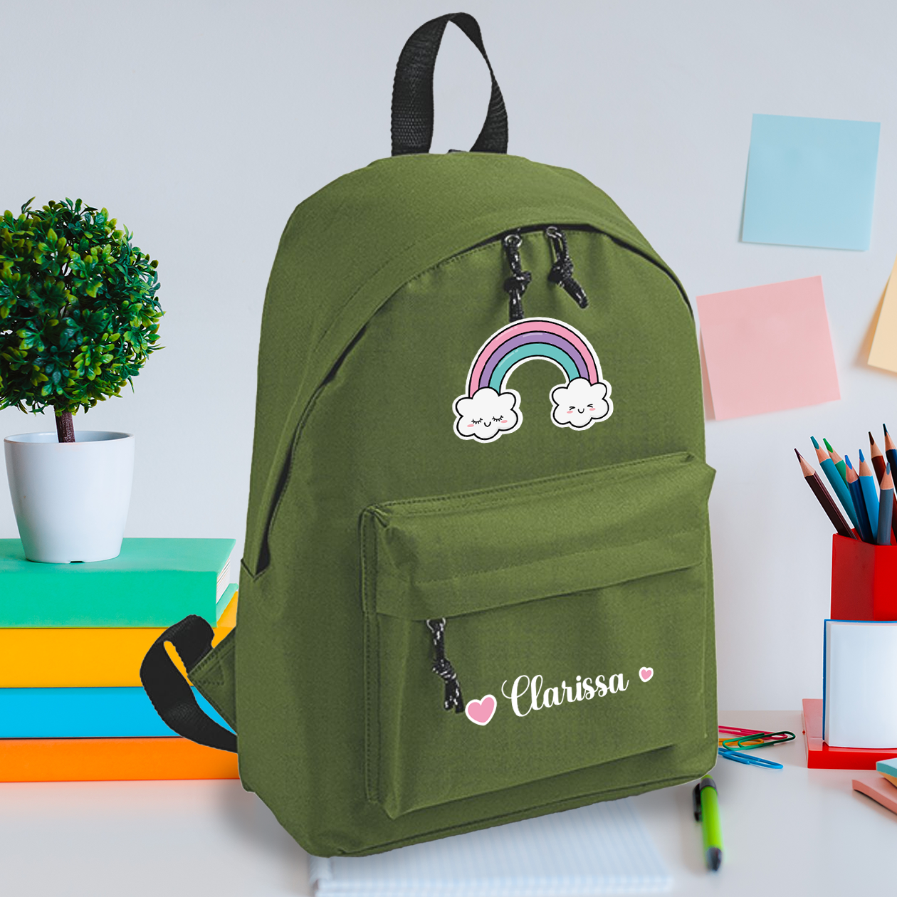 Rainbow color - zaino scuola - personalizzato con nome