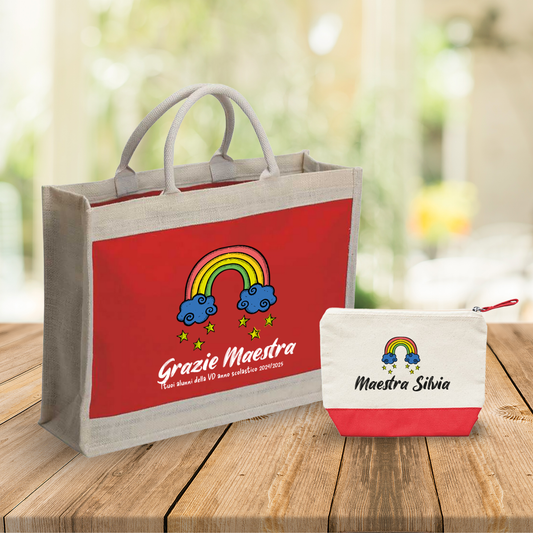 Maestra rainbow - Combo: Borsa mare + Pochette - personalizzata