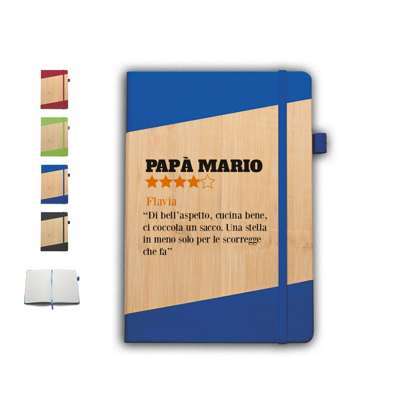 Recensione Papà - Block Notes in PU a righe - personalizzato con nome