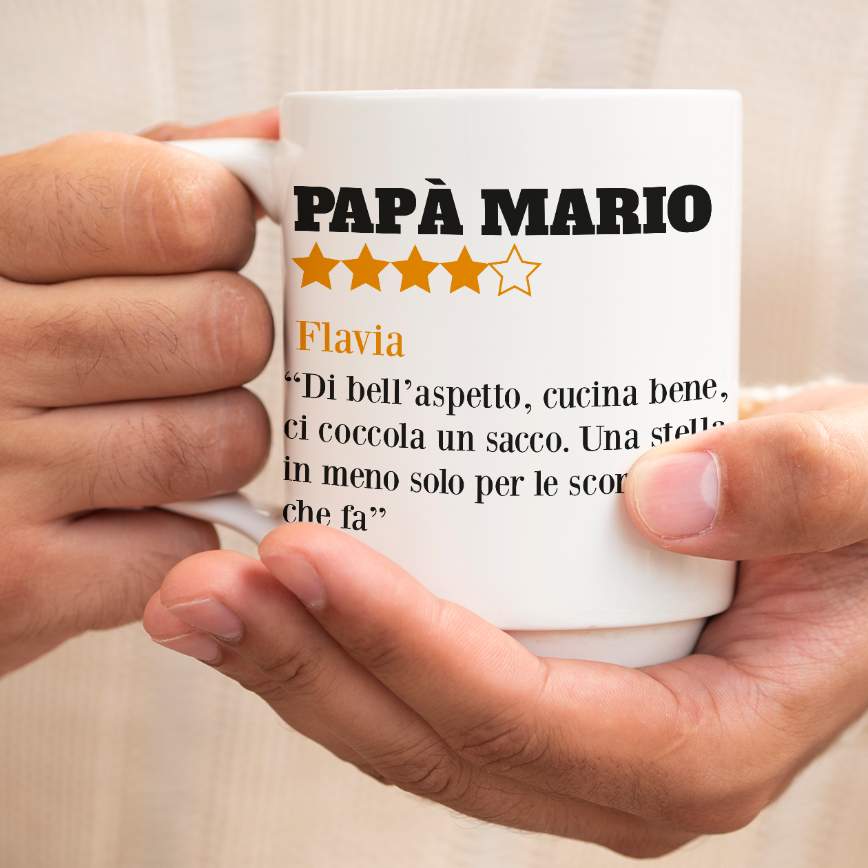 Papà recensito - Tazza mug - personalizzata con nomi